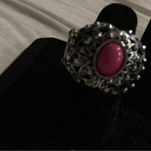 Beautiful Silver and Pink Stretch Ring